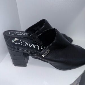 Calvin Klein Black Mules with Block Heel